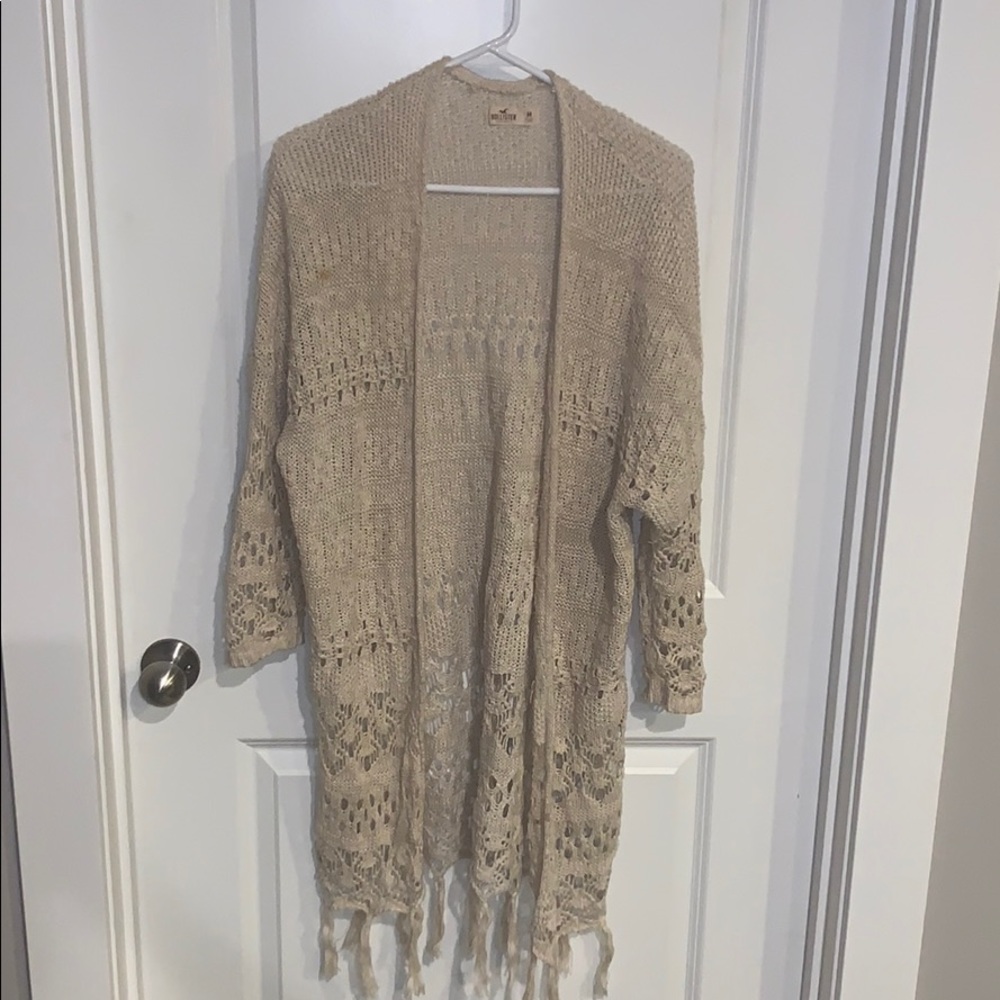Hollister fringe cardigan-cream
